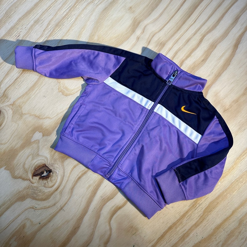 Nike Baby Girl 12M Purple Navy White Colorblock Full Zip Track Jacket